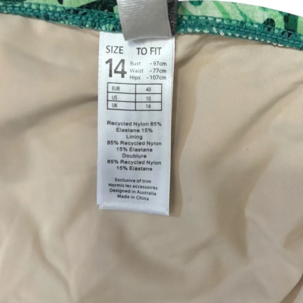 Monte & Lou Elation Twin Band‎ Pant Green Paisley Bikini Bottom Size 10 US NWT
